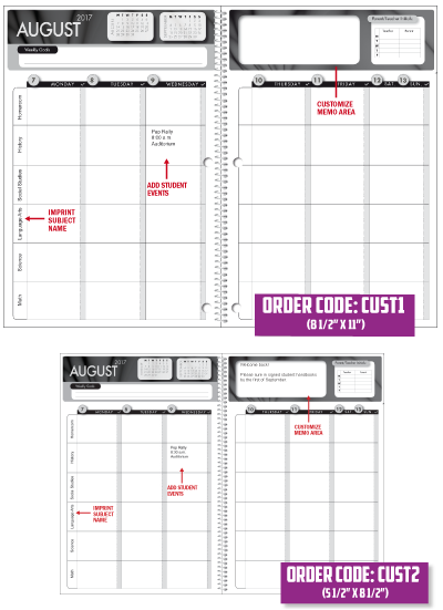 Online Customizable School Planners