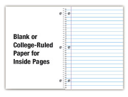 standard notebook college rule or blank sheets
